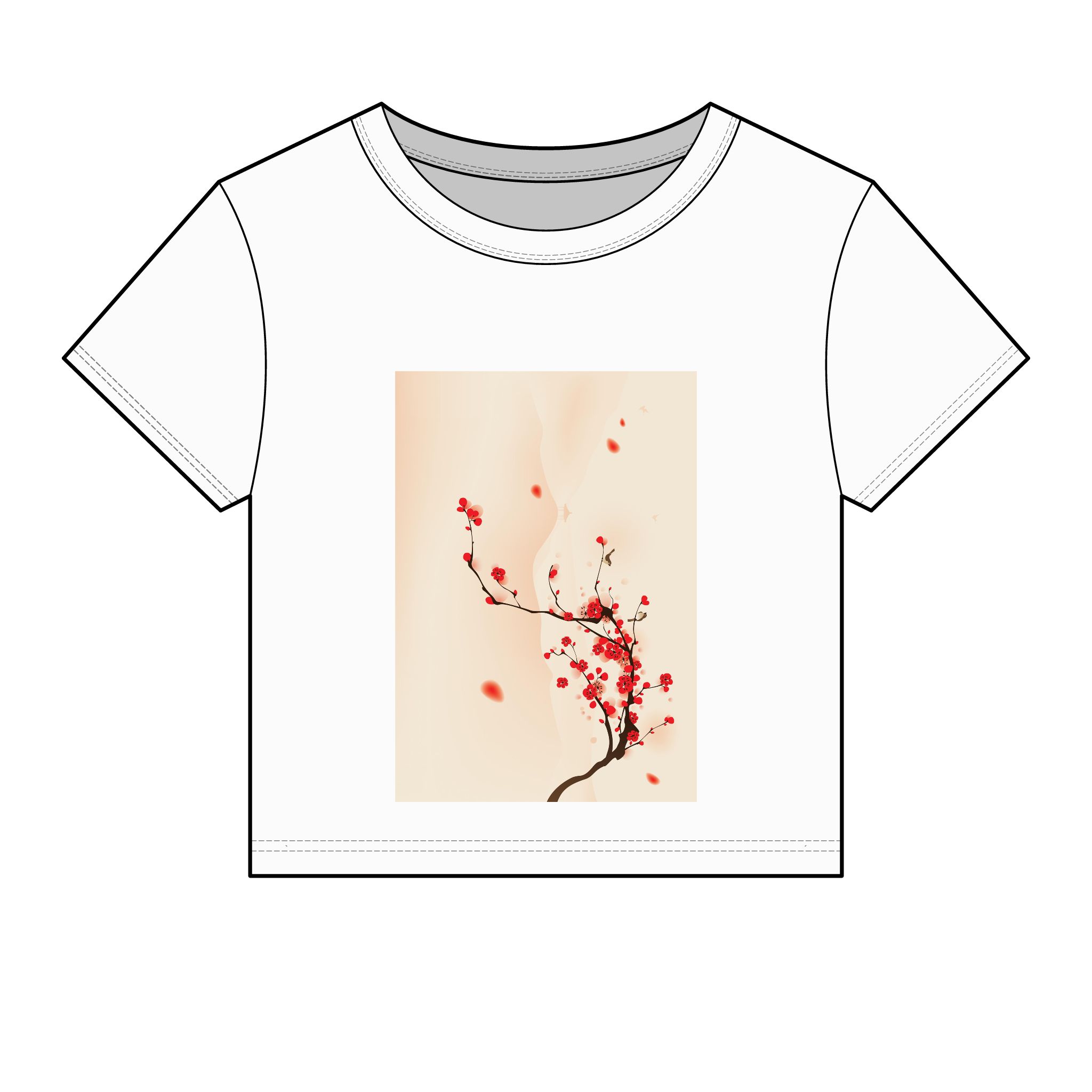Cherry Blossom Cropped Tee — Women's Floral Micro Rib Baby Tee - Image 2