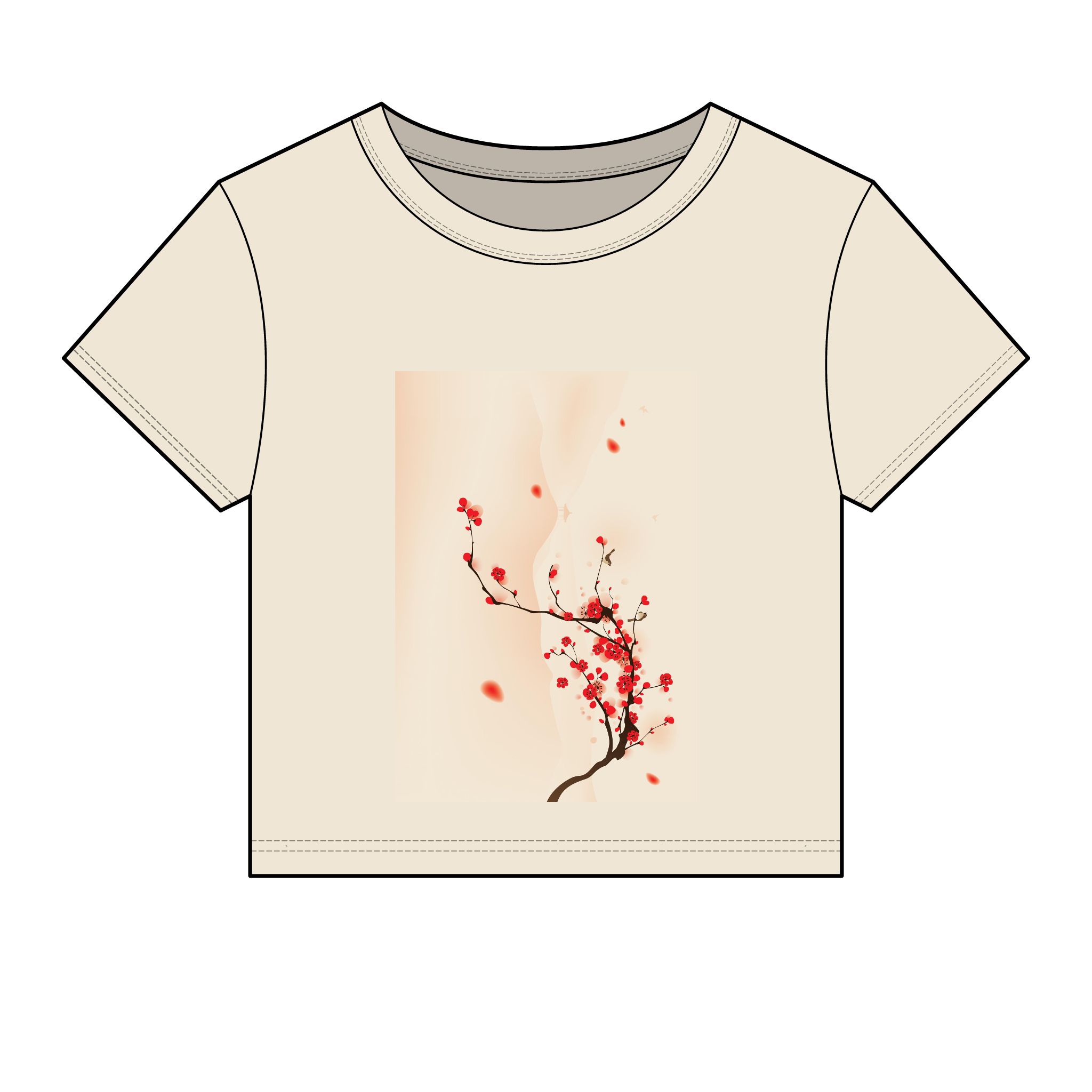 Cherry Blossom Cropped Tee — Women's Floral Micro Rib Baby Tee - Image 4